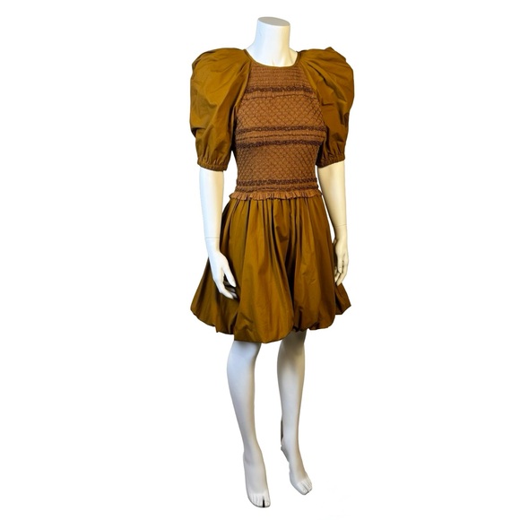 $525 NEW ULLA JOHNSON Kali Dress Sandstone Kaiya Smock Bodice Cotton Sz 2 Small - Picture 8 of 12